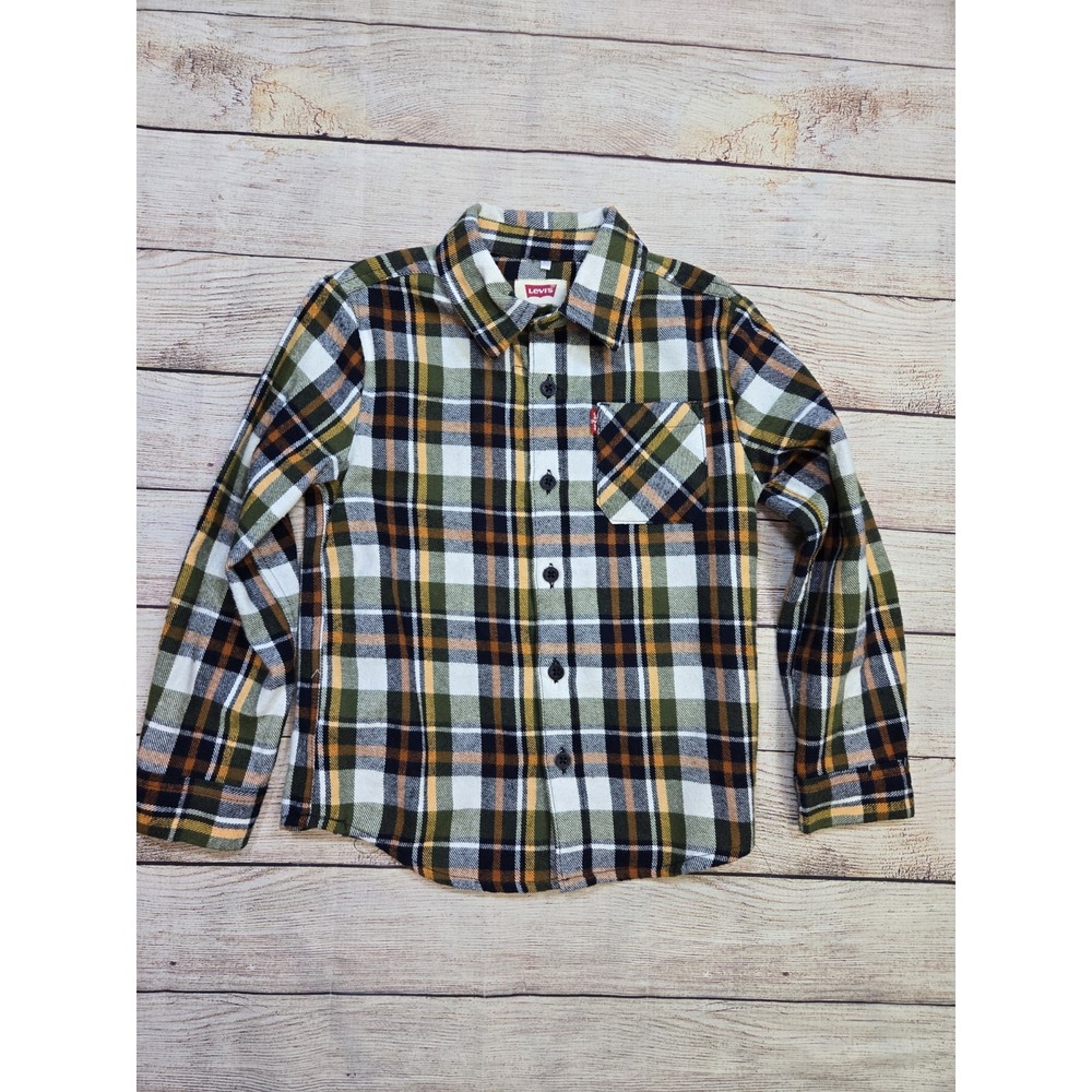 Levi's Boy's Button Down Long Sleeve Tartan Plaid Size 4/5‎ Flannel Like